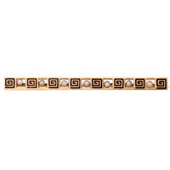 English Gold, Enamel, and Seed Pearl Victorian Bar Pin