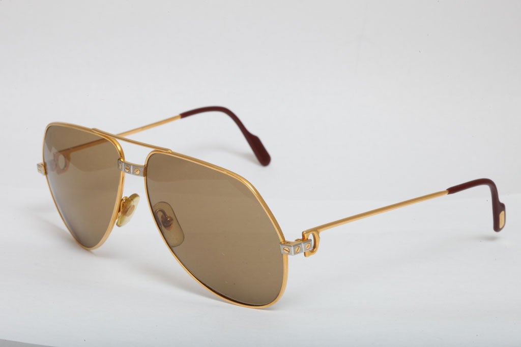 Classic vintage Cartier Santos sunglasses. Sz 62 14