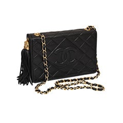 CHANEL BLACK QUILTED BAG WITH TASSEL