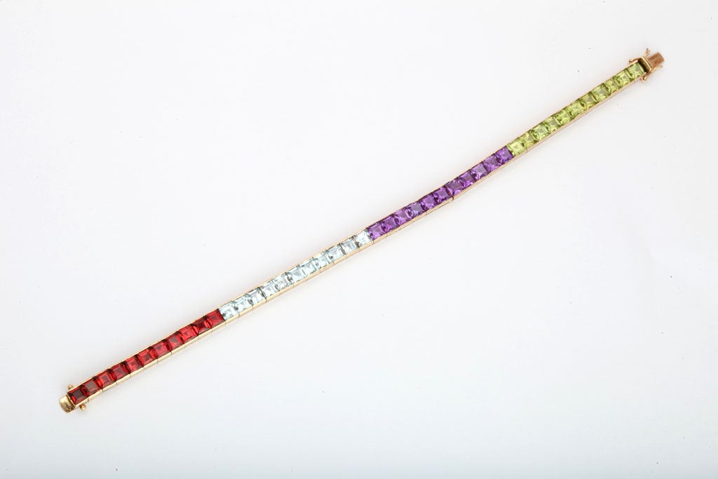 STRAIGHT LINE MULTI-COLORED STONE BRACELET For Sale at 1stDibs ...