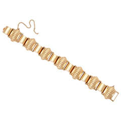 Retro Yellow Gold Melon Shaped Bracelet