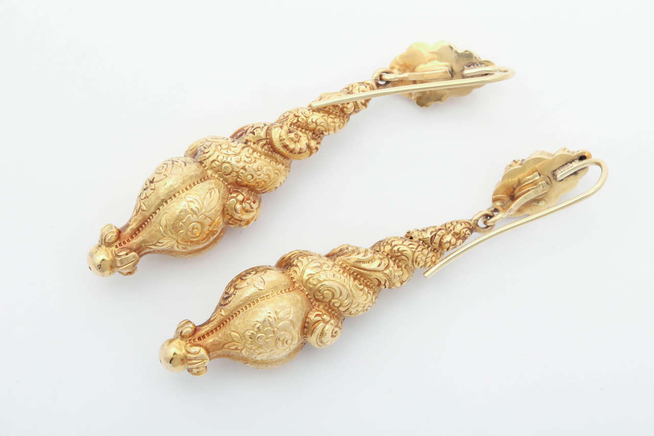 Early Victorian Golden Chandelier Earrings 1
