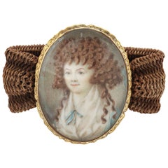 Antique 18 kt Miniature Portrait  Bracelet, 18th Century