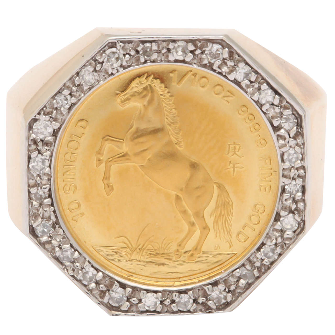 Gold Horse Coin Ring For Sale