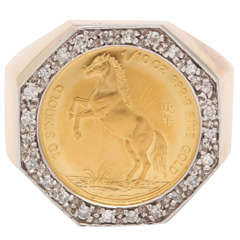 Gold Horse Coin Ring