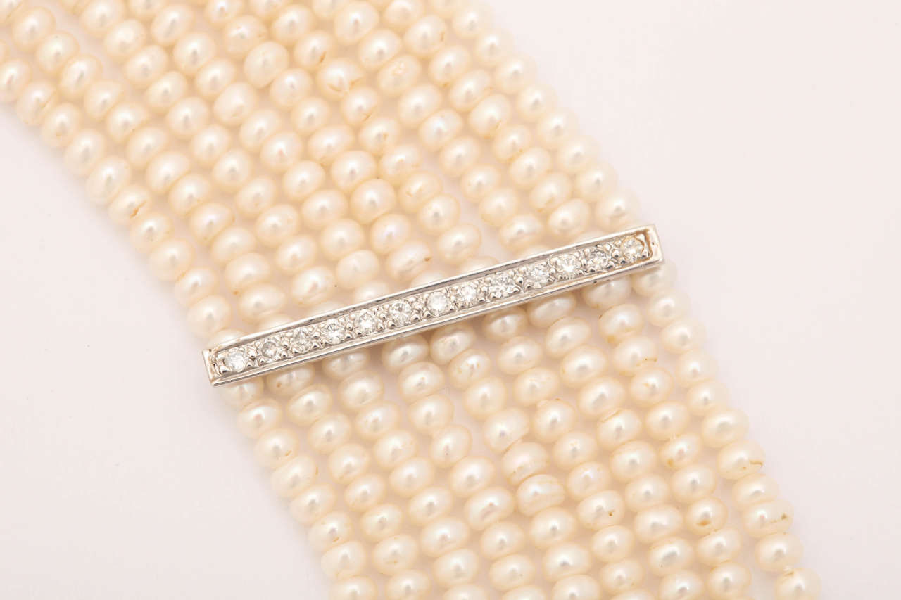 Pearl Diamond Gold Choker Necklace For Sale 3