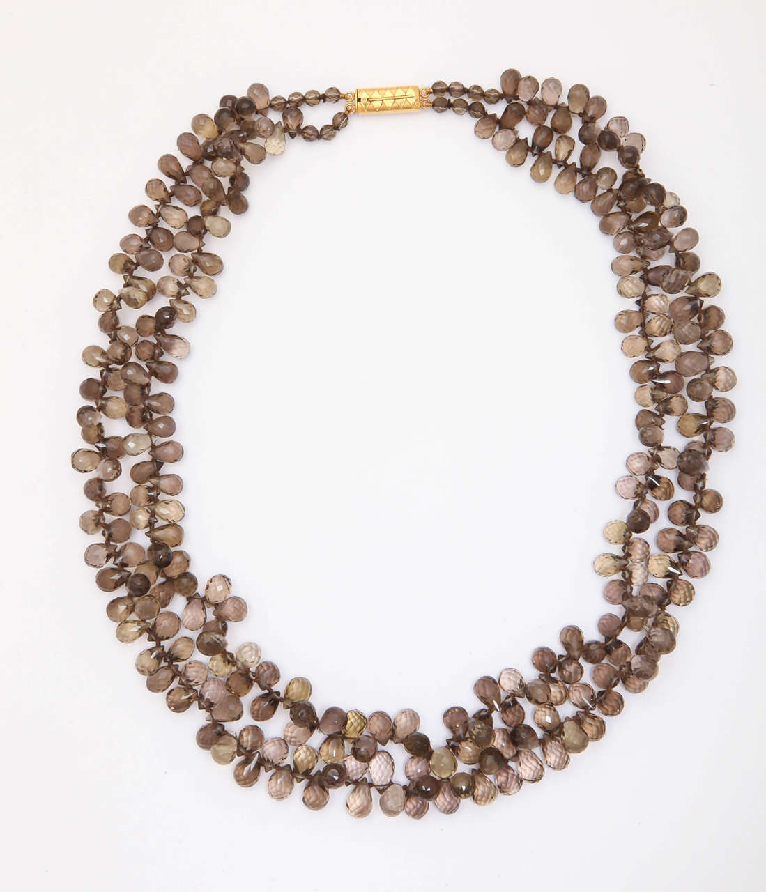 Smoky Topaz Briolette Necklace For Sale 1