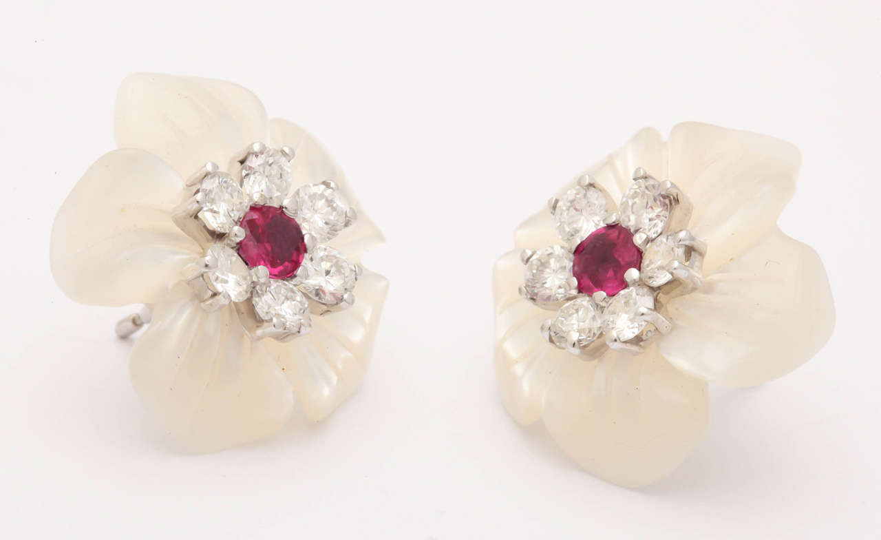 Women's Stunning Ruby Diamond Platinum Convertible Earrings For Sale