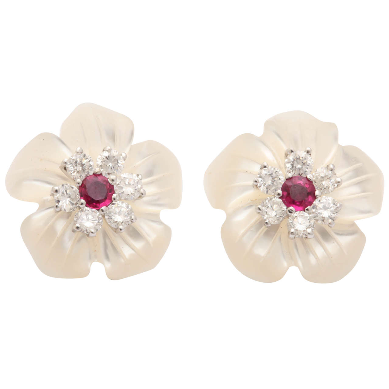 Stunning Ruby Diamond Platinum Convertible Earrings For Sale