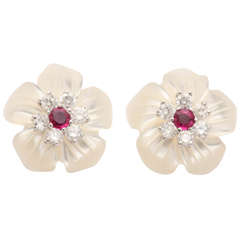 Stunning Ruby Diamond Platinum Convertible Earrings