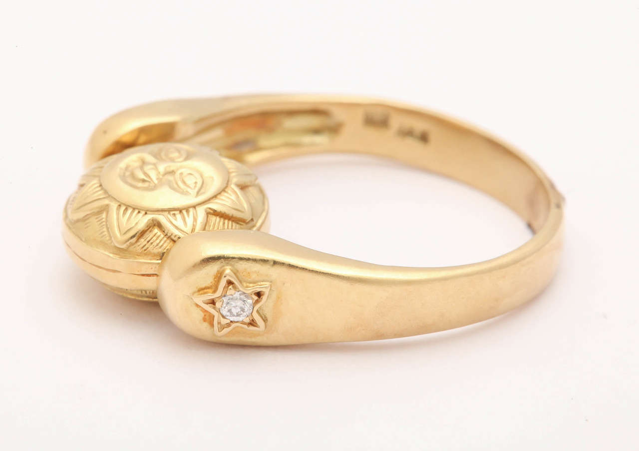 Contemporary Gold Sun/Moon Swivel Ring
