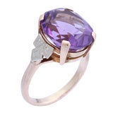 Art Deco 14K White and Yellow Gold and Amethyst Ring
