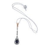 Two-Color Gold Sapphire Diamond Drop Pendant 7