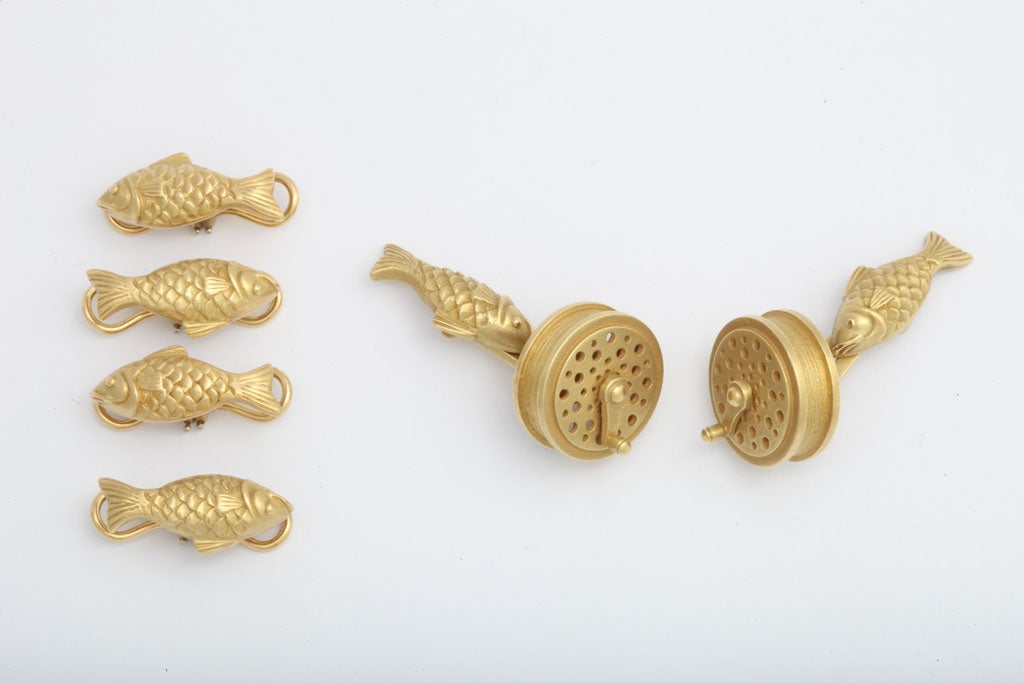 Kieselstein Cord Gold Anglers Cufflink Dress Set