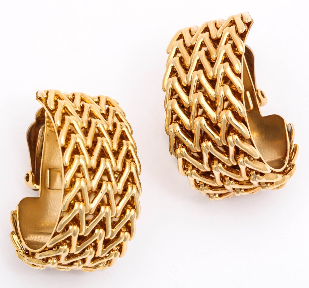 Women's Golden Chevron Link Hoop Earrings, Costume Jewelry