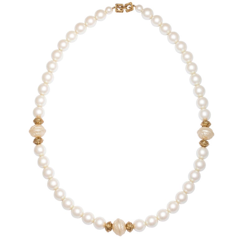 Givenchy Large Faux Pearl Necklace Costume Jewelry For Sale At 1stdibs