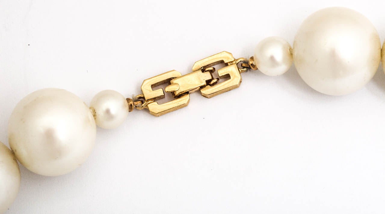 Givenchy Large Faux Pearl Necklace with Blue Beads, Costume Jewelry at