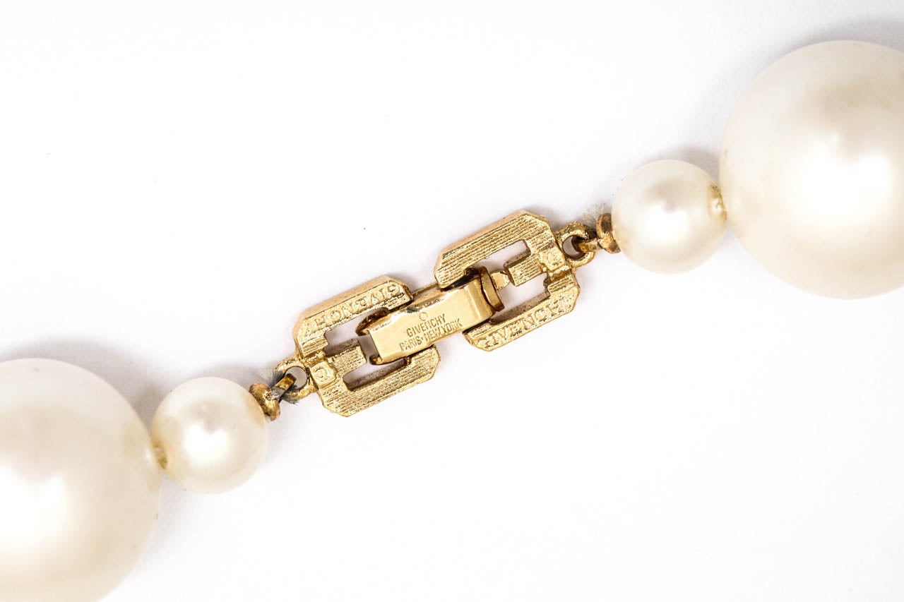 Givenchy Large Faux Pearl Necklace with Blue Beads, Costume Jewelry at