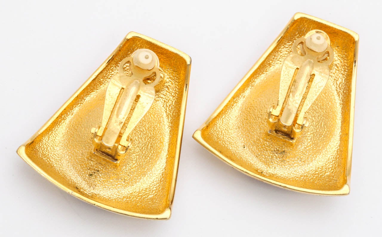 Large Goldtone Faux Amethyst Earrings, Costume Jewelry For Sale at