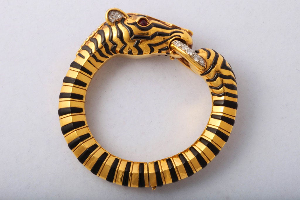 Magnificent Gold Onyx Diamond Zebra Bangle