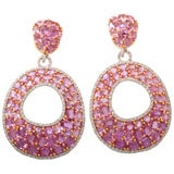 18 k Pink sapphire and diamond earrings
