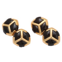 Bulgari Black Onyx Gold Cufflinks