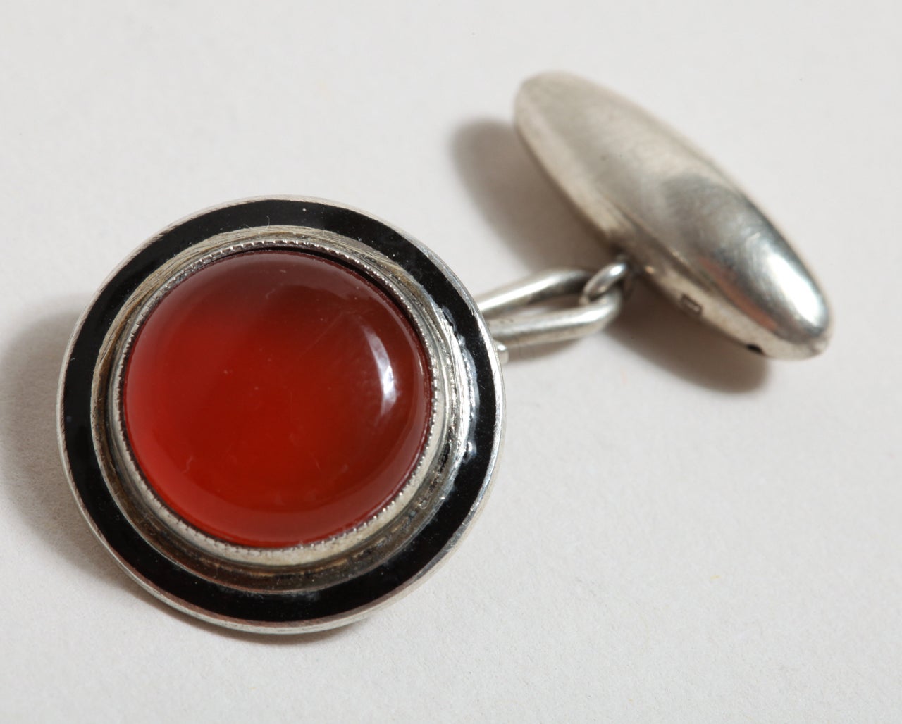 1908 Edwardian Carnelian Sterling Silver Cufflinks 1