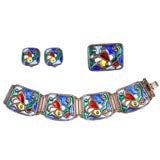 "Balle"  Sterling and Enamel 3 Piece Set