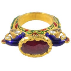 Ruby and Diamond Bird Ring