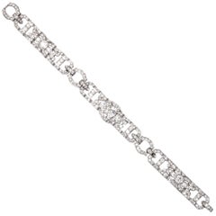 ART DECO Platinum & Diamond Open Link Bracelet