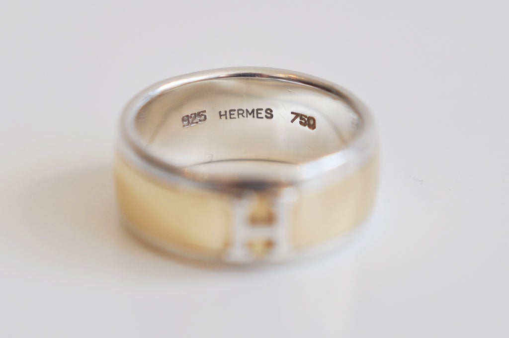 Women's Hermes 18K Gold and Sterling Silver Ring
