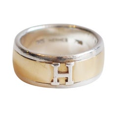 Hermes 18K Gold and Sterling Silver Ring