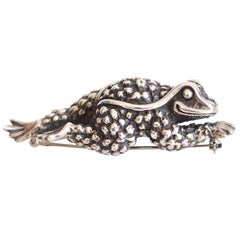 Vintage Sterling Silver Frog Pin by Kieselstein-Cord
