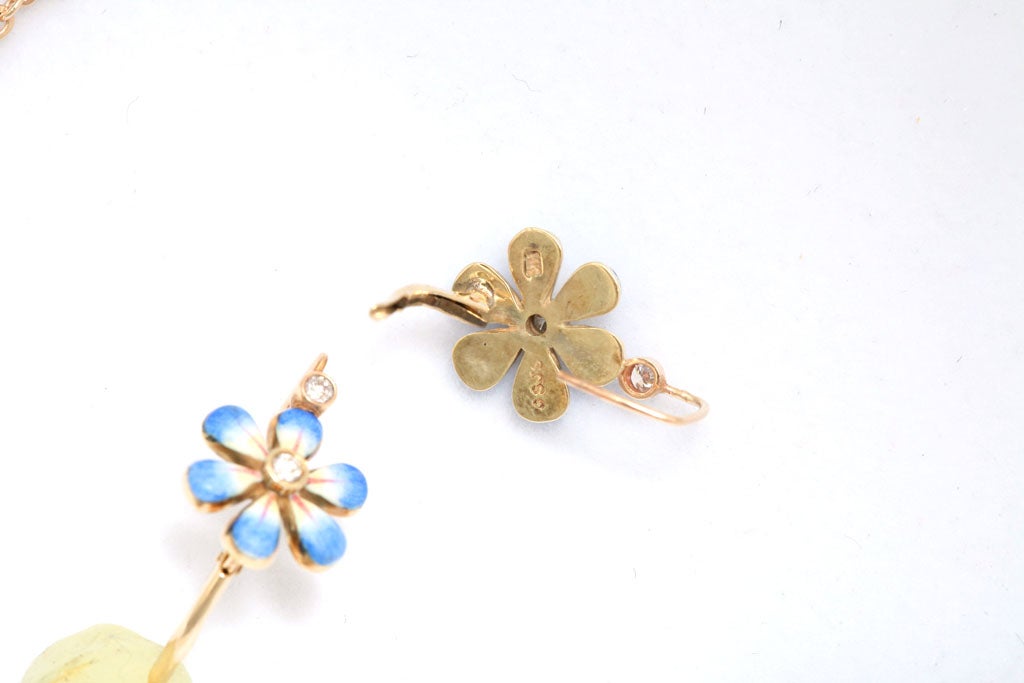 Enamel Diamond Gold Ring Earrings Bracelet Necklace Daisy Flower Suite 2