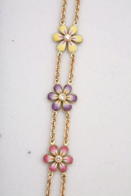 Enamel Diamond Gold Ring Earrings Bracelet Necklace Daisy Flower Suite 3
