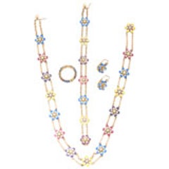 Enamel Diamond Gold ring earrings bracelet necklace Daisy Suite 10