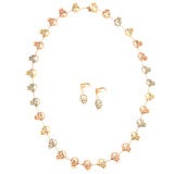 Handmade Three Color Gold Skull Necklace and Earrings 2