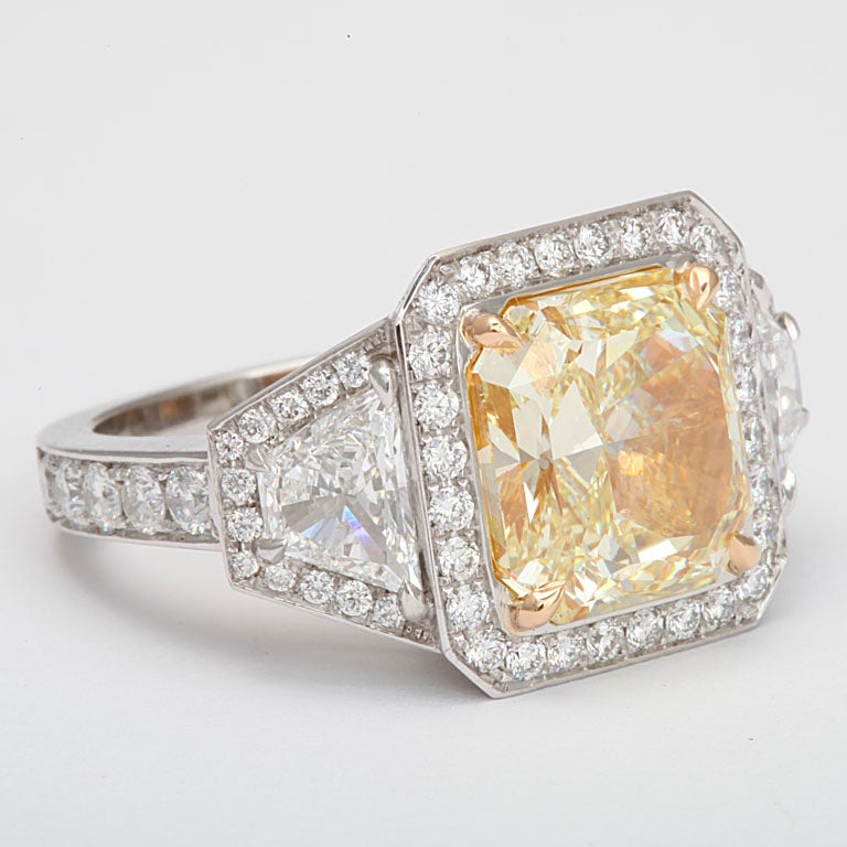 Fancy Yellow Radiant Cut Diamond Ring 1