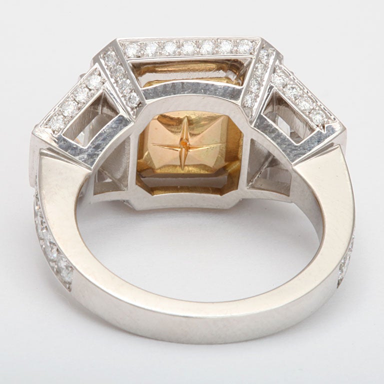 Fancy Yellow Radiant Cut Diamond Ring 3
