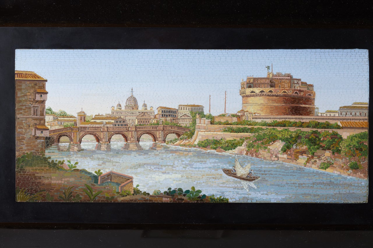 Framed Micromosaic with Scenes of Rome 1820 For Sale 1