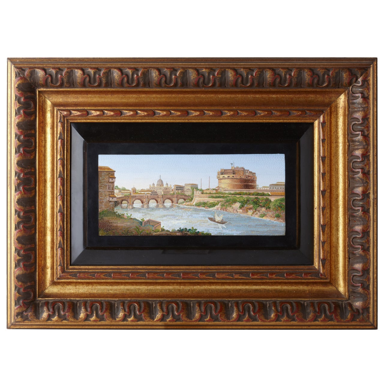 Framed Micromosaic with Scenes of Rome 1820 For Sale