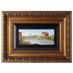 Framed Micromosaic with Scenes of Rome 1820