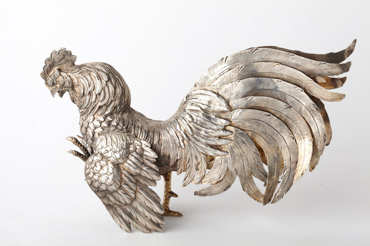 Victorian Pair of Fighting Roosters For Sale