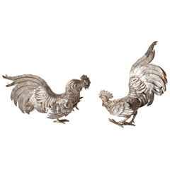 Pair of Fighting Roosters