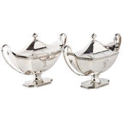 Pair of Silver Sauce Tureens by Henry Chawner London 1791