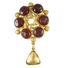 Gold Tone and Poured Glass Brooch/Pendant by Chanel