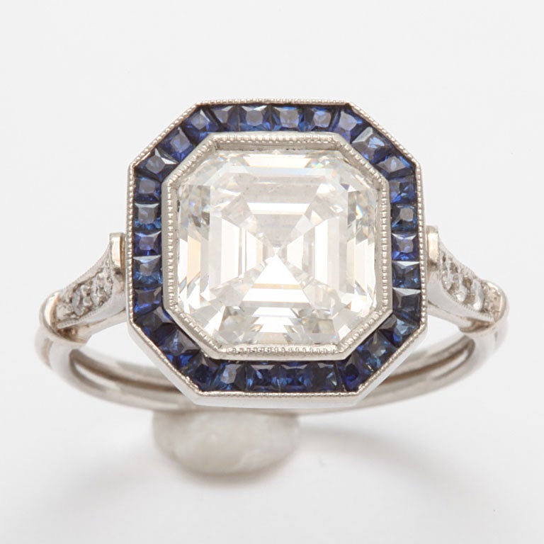 Women's Art Deco Ascher cut diamond engagement ring