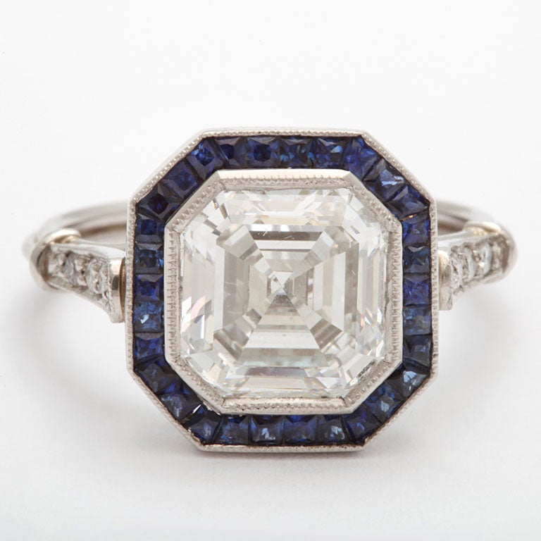 Art Deco Ascher cut diamond engagement ring 1