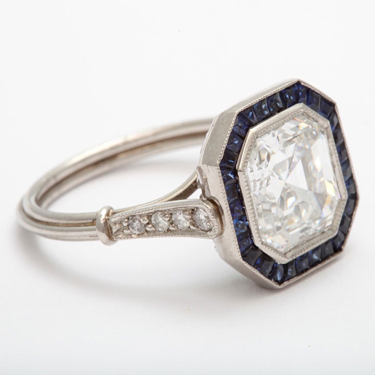 Art Deco Ascher cut diamond engagement ring 2