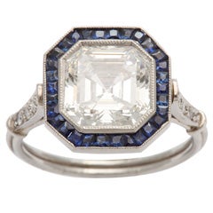Art Deco Ascher cut diamond engagement ring